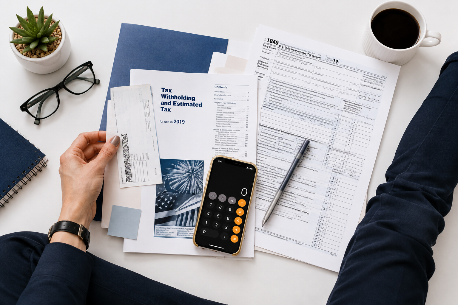 Billing and financial records on a desk